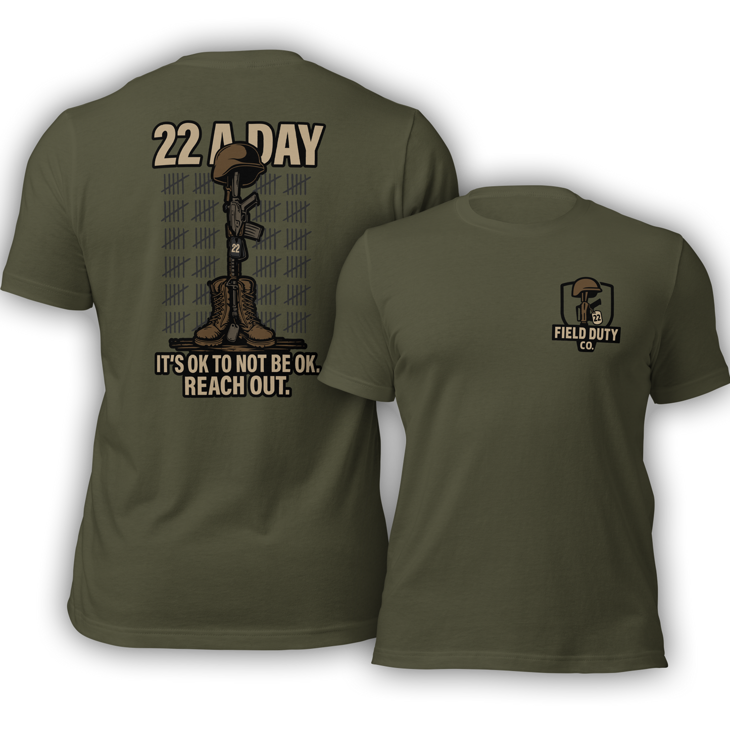 22 A Day, It’s Ok to Not Be Ok. Reach Out. T-Shirt